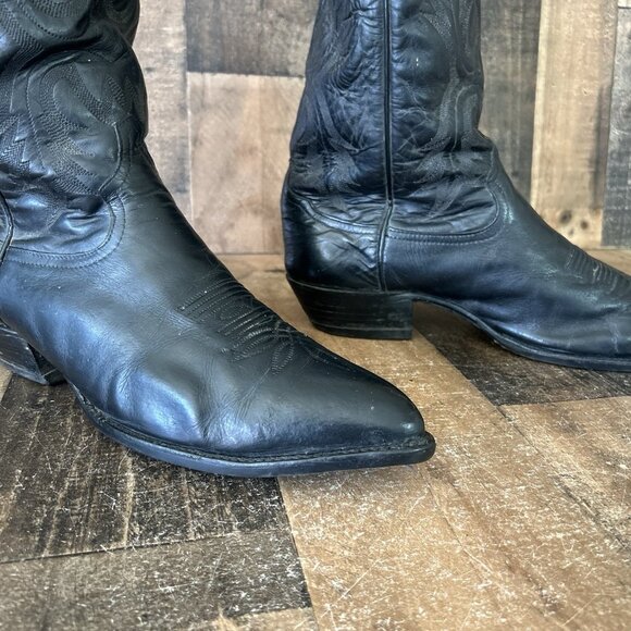 Tony Lama Vintage Classic Black Vibram Sole Western Cowboy Boots Mens 11.5 D - Picture 12 of 12